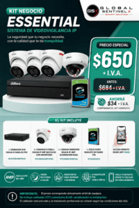 Kit Negocio Essential | 3 Cámaras IP PoE Dahua 4MP + Cámara IP para Caja
